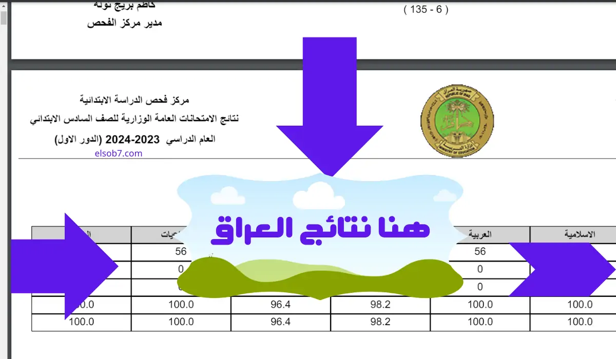 “بصيغة pdf” ننشر نتائج السادس الإعدادي 2024 الدور الثالث mlazemna بالاسم وزارة التربية